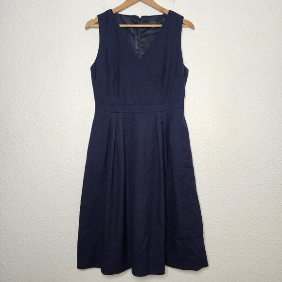 J. Crew Dresses & Skirts - J.Crew Super 120s Wool Sleeveless Dress in Navy Blue Women's Size 10 Tall
